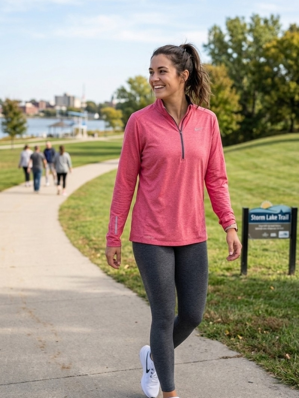 Nike Women's Pink Half-Zip Performance Pullover